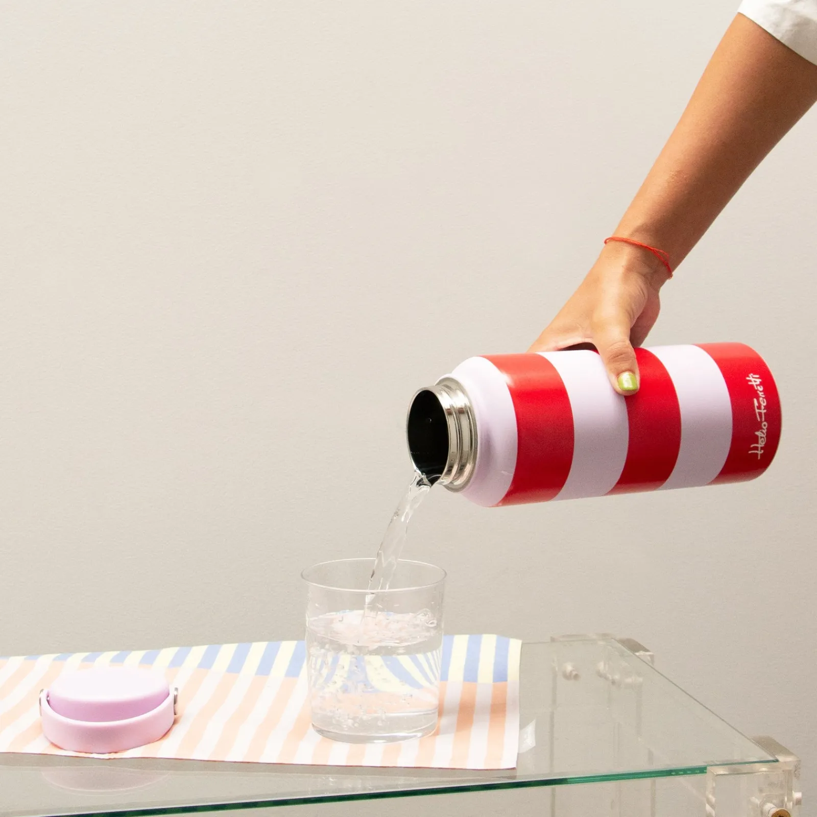 Helio Ferretti Garrafa Cap. 1L - Red And Pink Stripe