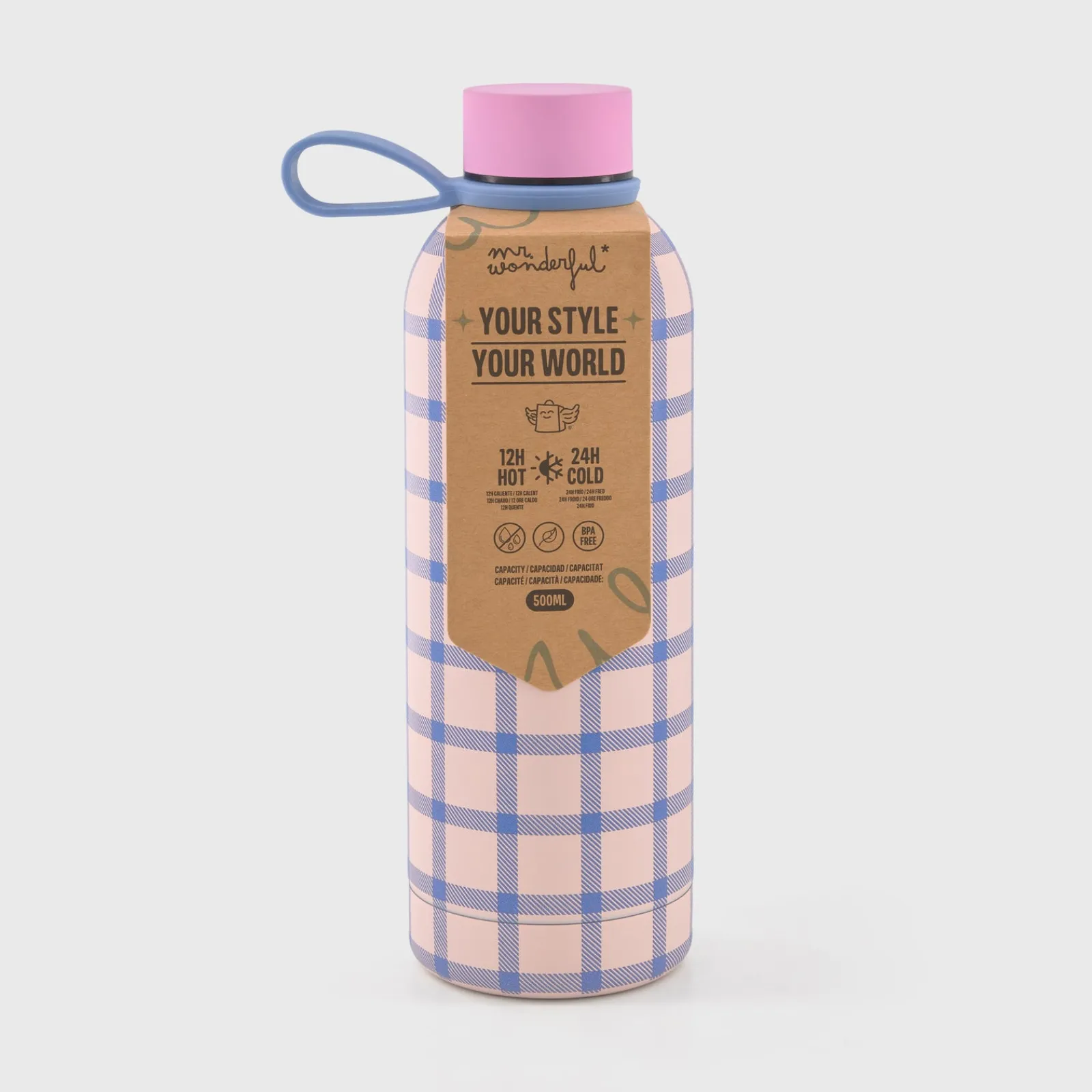 Outlet Mr. Wonderful Garrafa Térmica - Quadrados Azul E Rosa