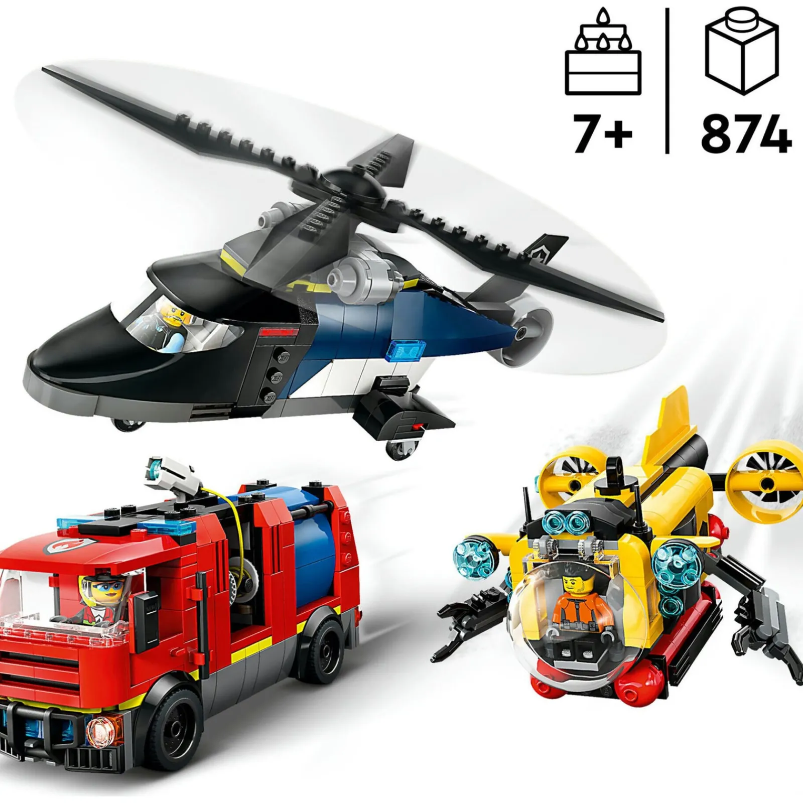Lego-City Helicóptero, Camião E Submarino Lego