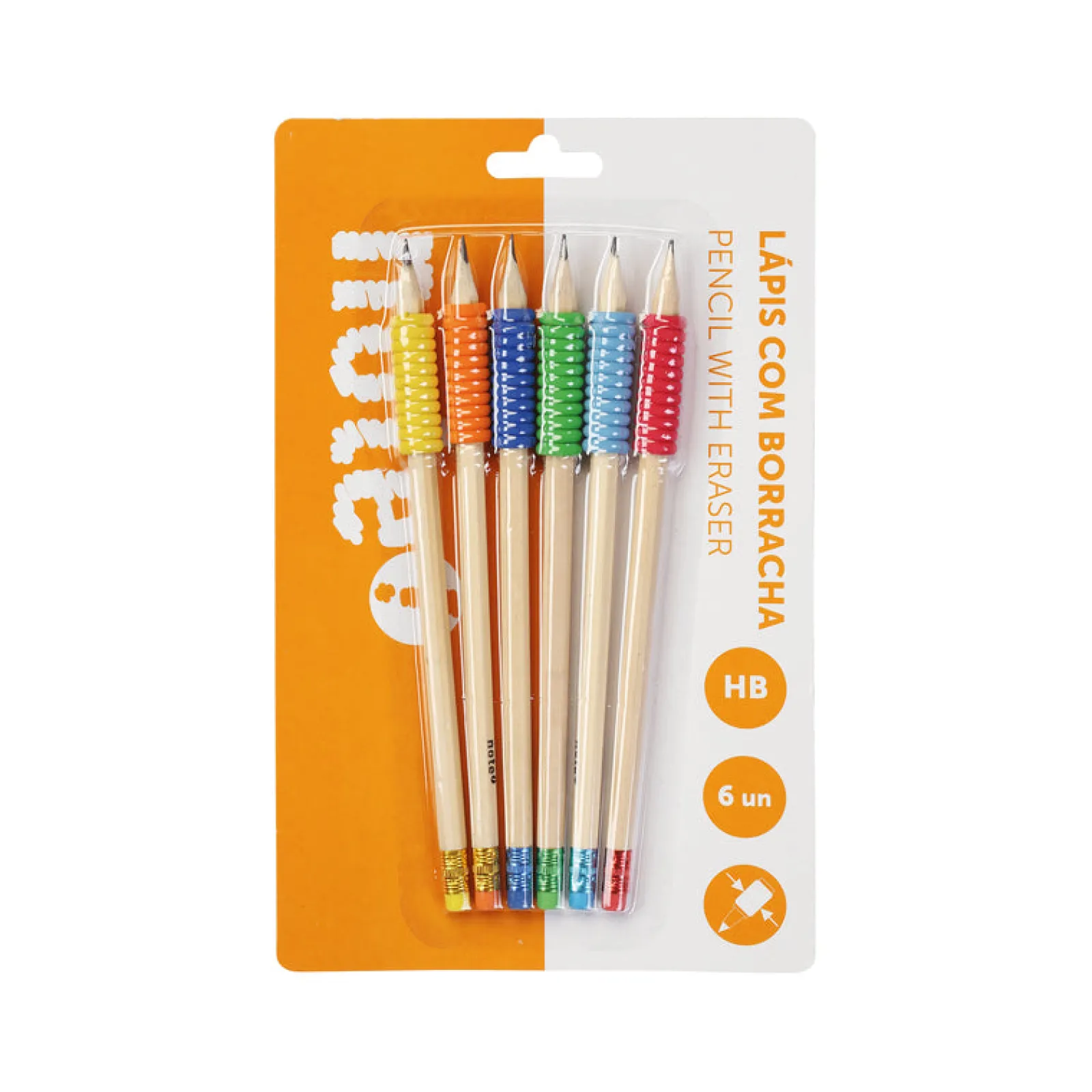 Note! Lapis Com Borracha Com Grip 6 Unidades