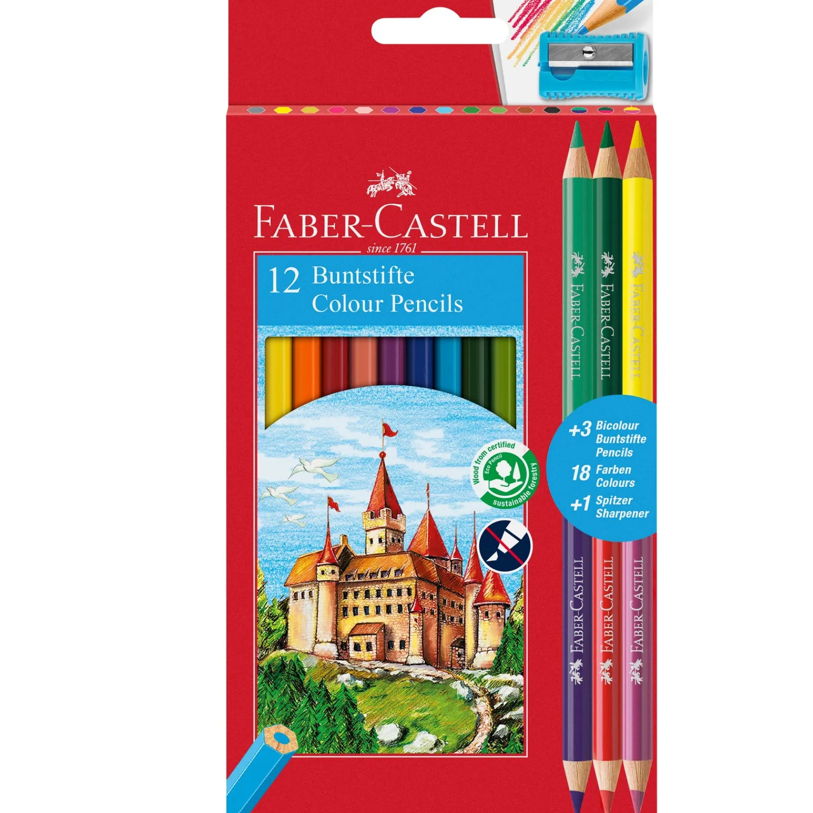 Best Faber Castell Lápis Cor 12 unidades + 3 Lápis Bicolor + Afia