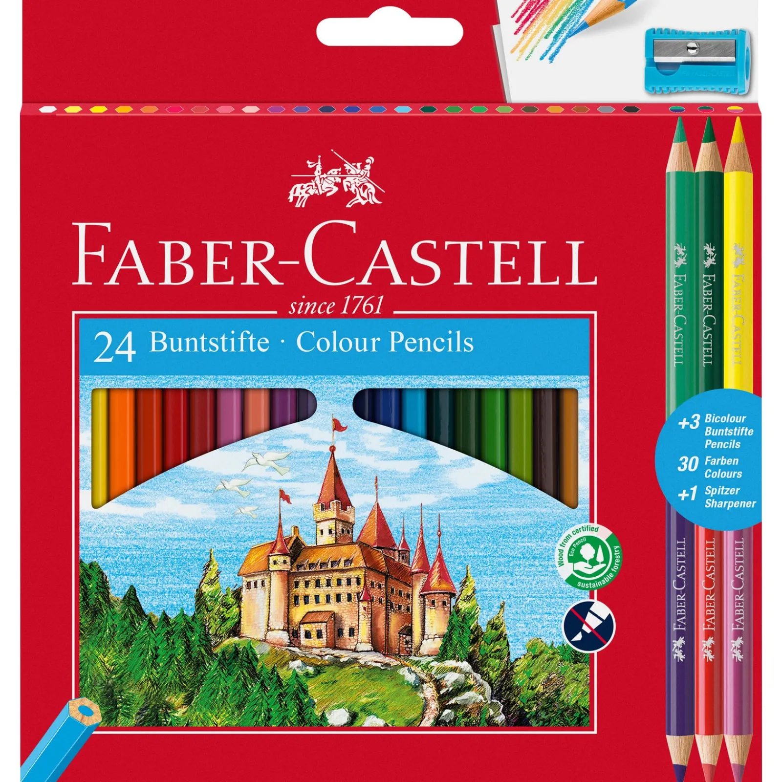 Best Faber Castell Lápis Cor 24 unidades + 3 Lápis Bicolor + Afia