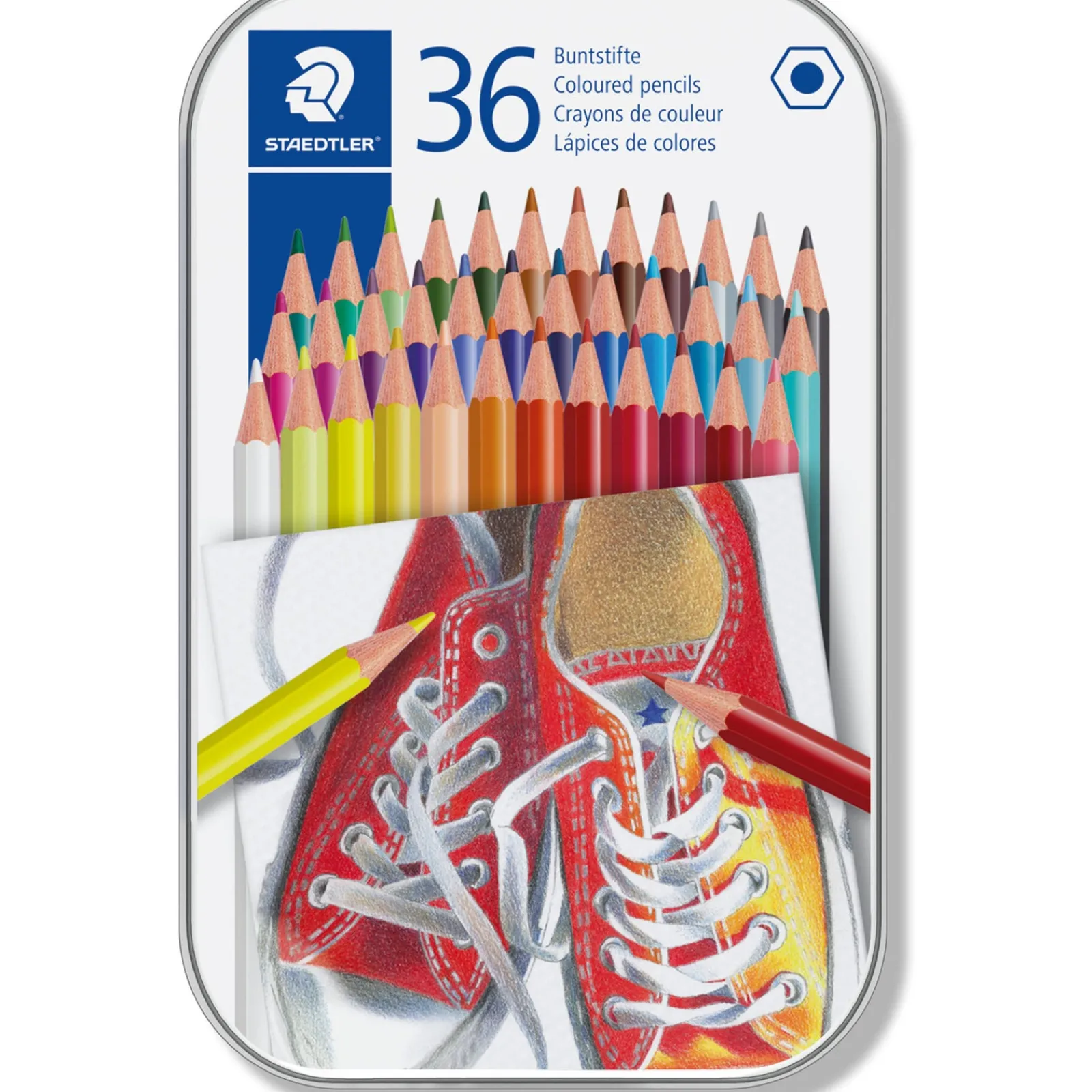 Discount Staedtler Lápis Cor Hexagonais Caixa Metal 36 Unidades