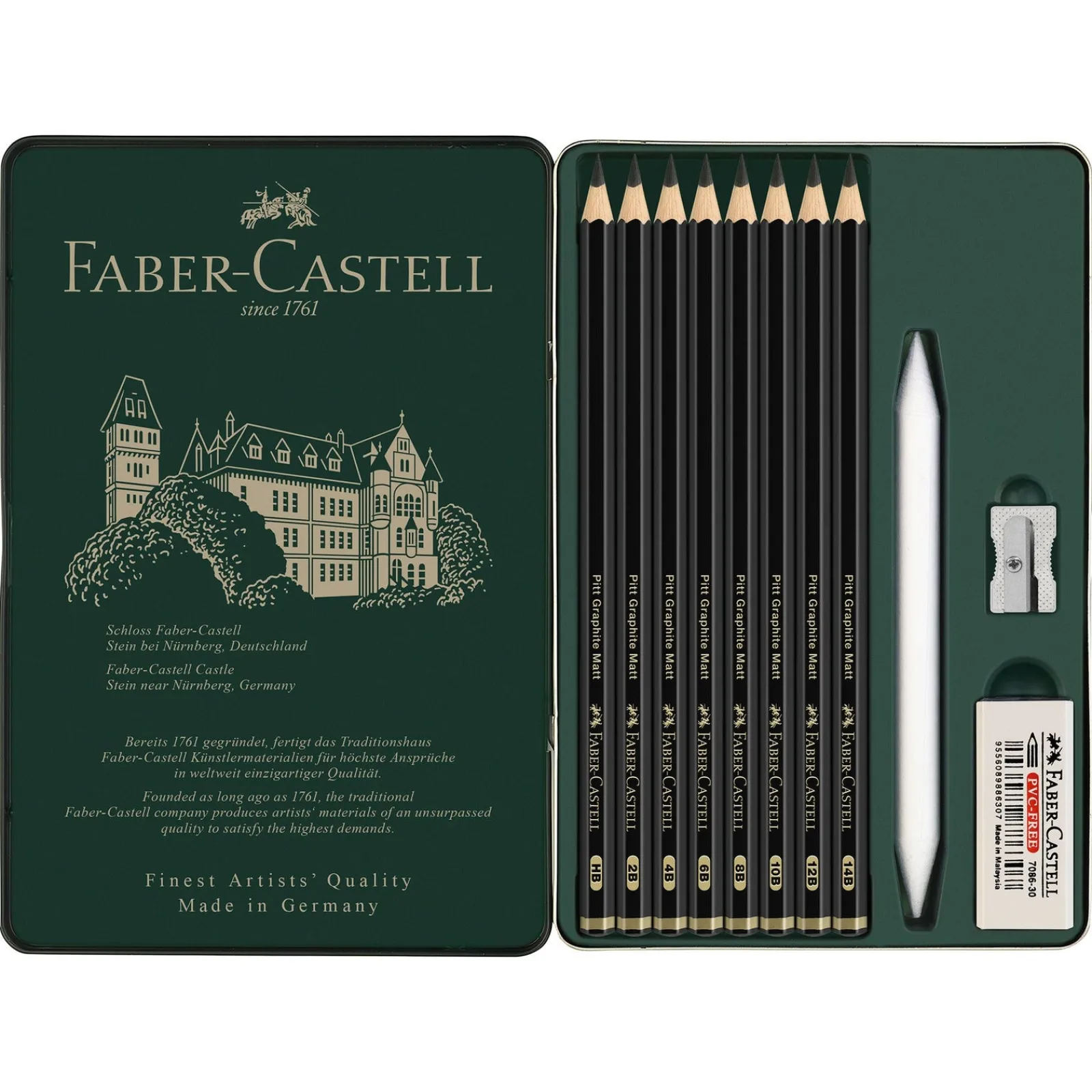 Faber Castell Lápis Grafite Pitt Matt Caixa Metal 8 unidades