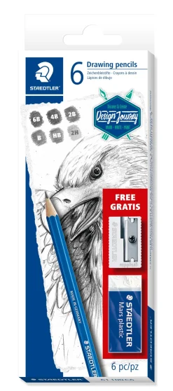 Staedtler Lápis Lumograph 6 Unidades Afia+Borracha