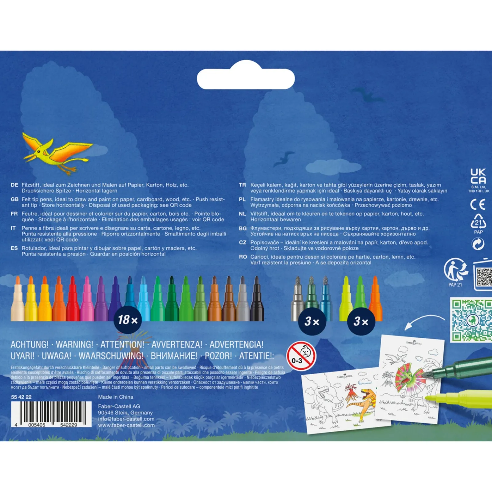 Faber Castell Marcador de Colorir Dinossauro 18+6 Unidades