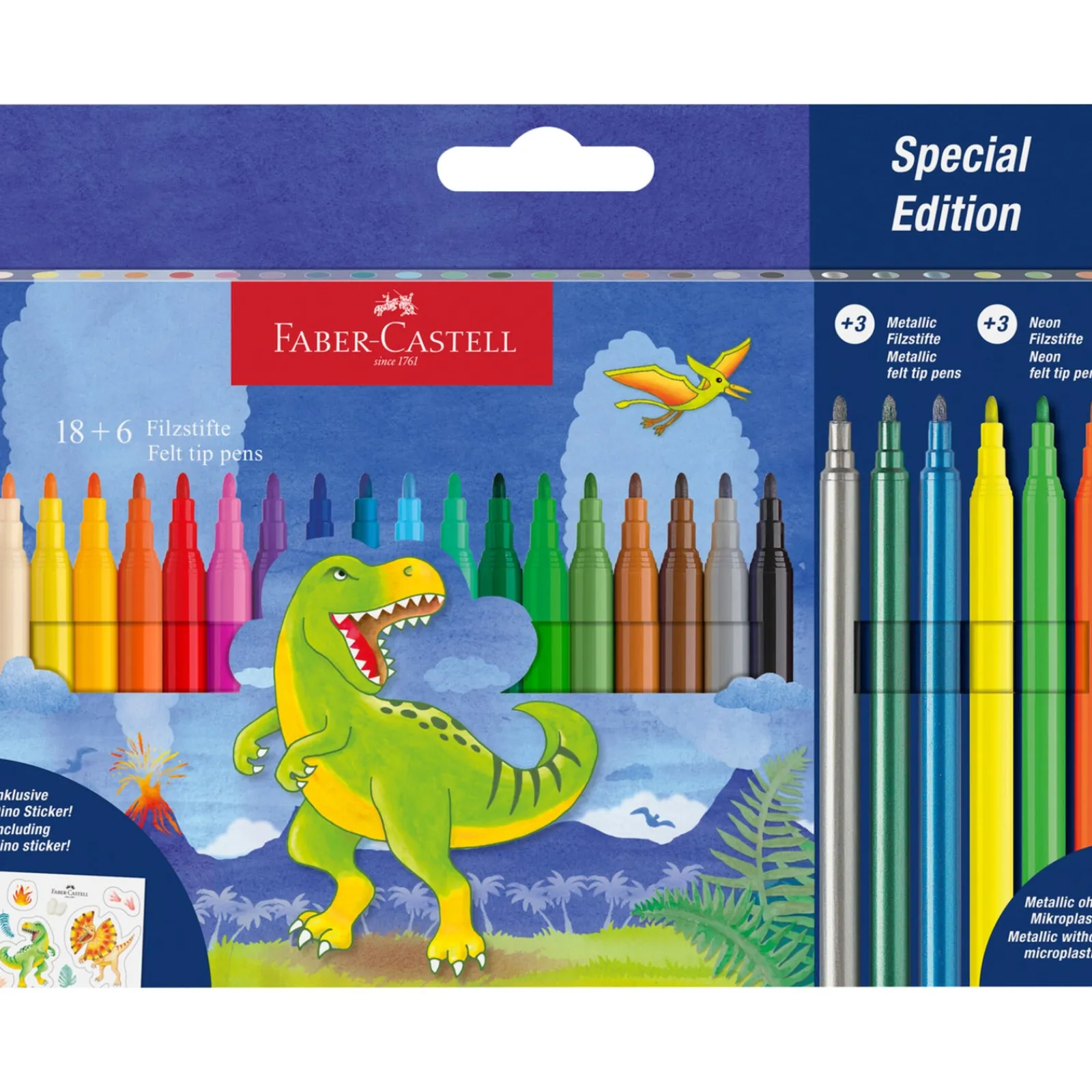 Faber Castell Marcador de Colorir Dinossauro 18+6 Unidades