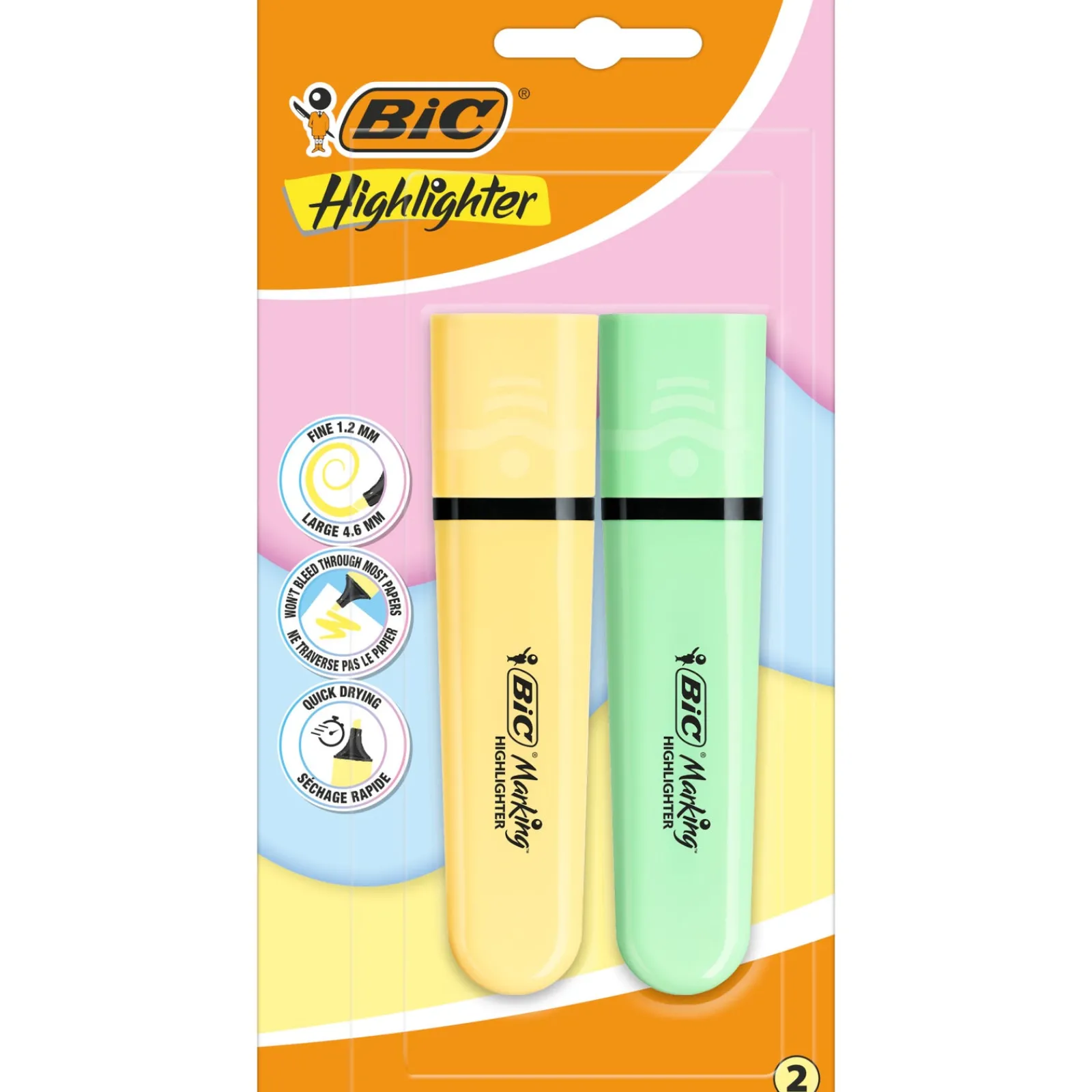 Bic Marcador Fluor Flat Sortido Pastel 2 Unidades