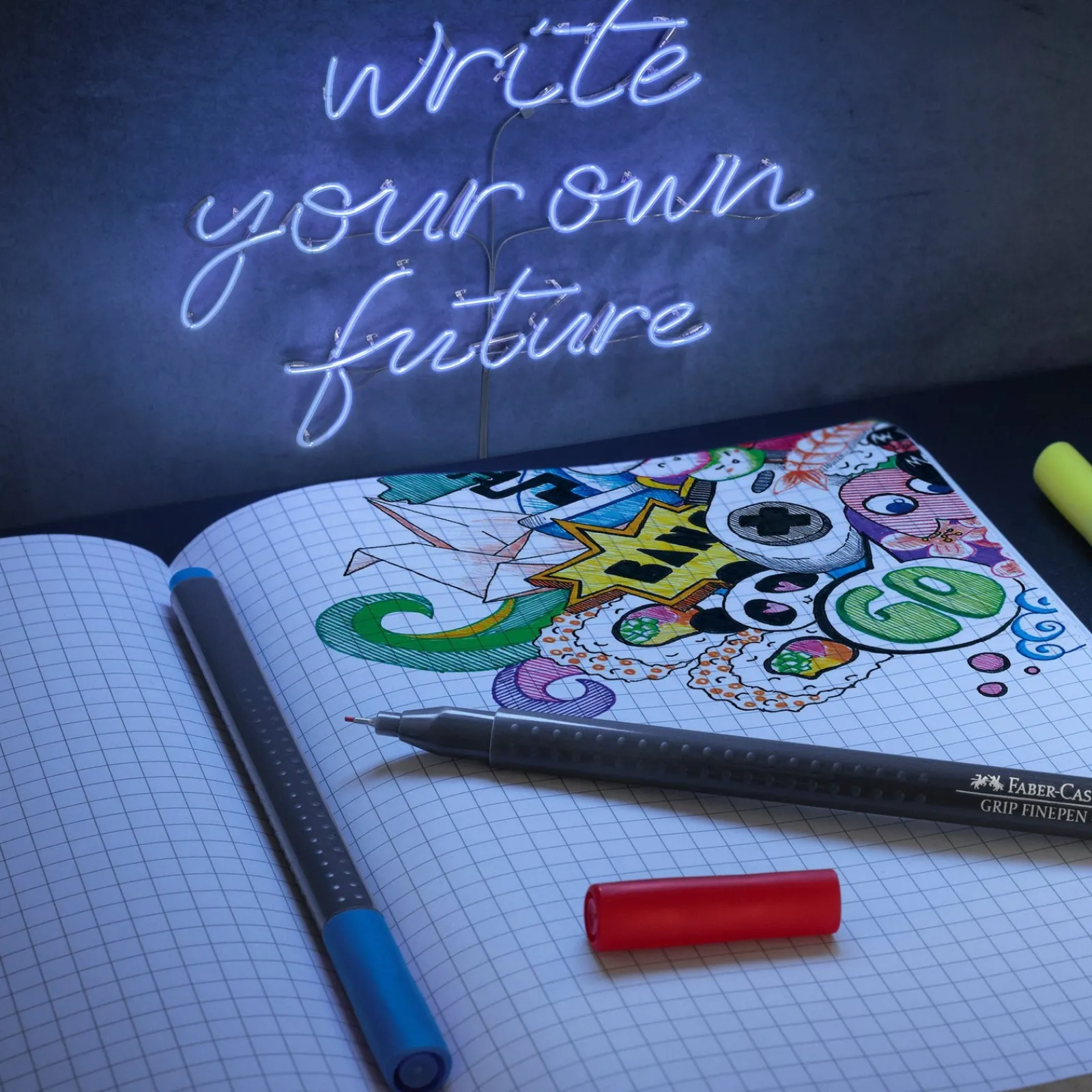 Faber Castell Marcador Grip Finepen Cores Básicas 5 unidades