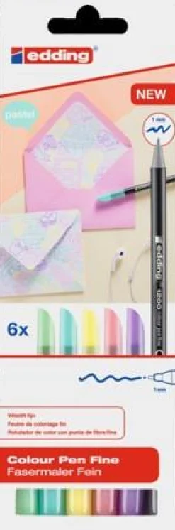 Edding Marcador Ponta Fibra 1Mm Pastel 6 Unidades E-1200