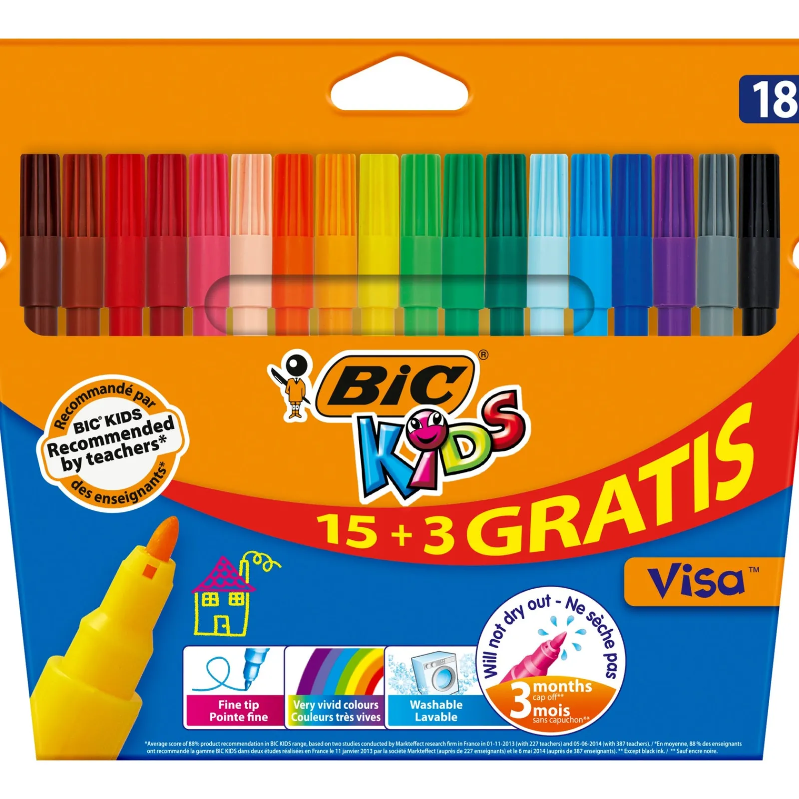 Clearance Bic Marcadores de Colorir Kids Visa 18 unidades