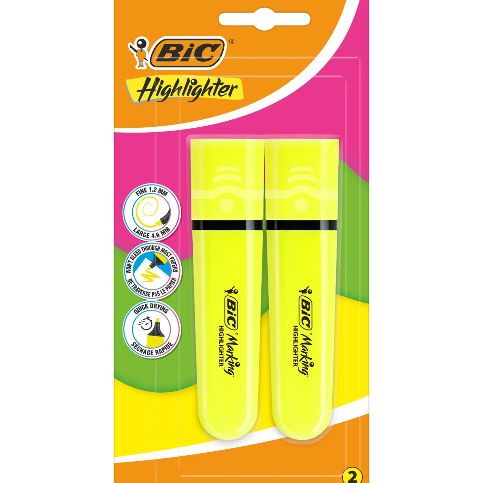 Online Bic Marcadores Fluor Flat Amarelo Neon 2 Unidades