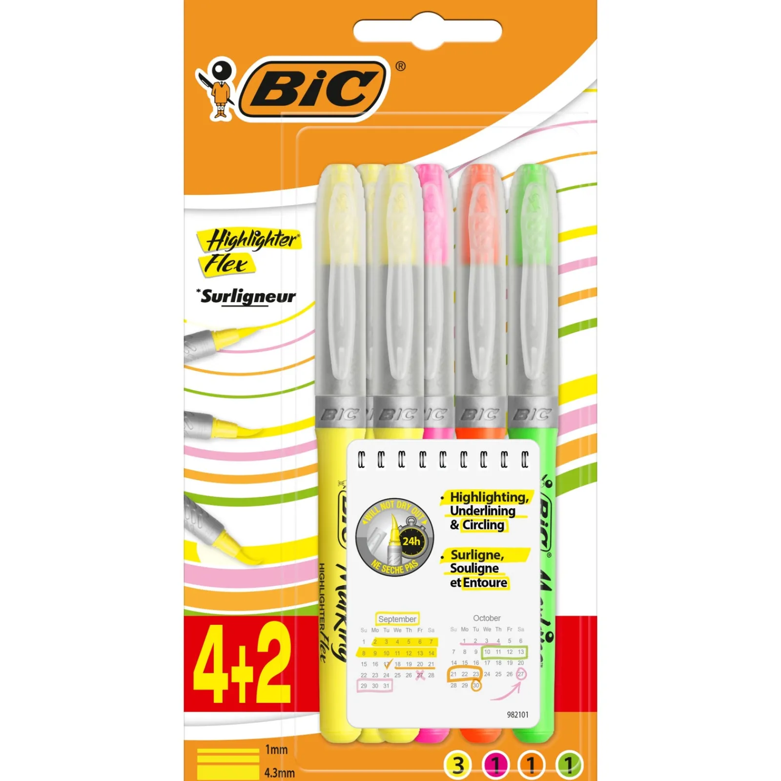 Hot Bic Marcadores Fluorescentes 6 unidades