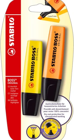 Stabilo Marcadores Fluorescentes Amarelo e Laranja Boss