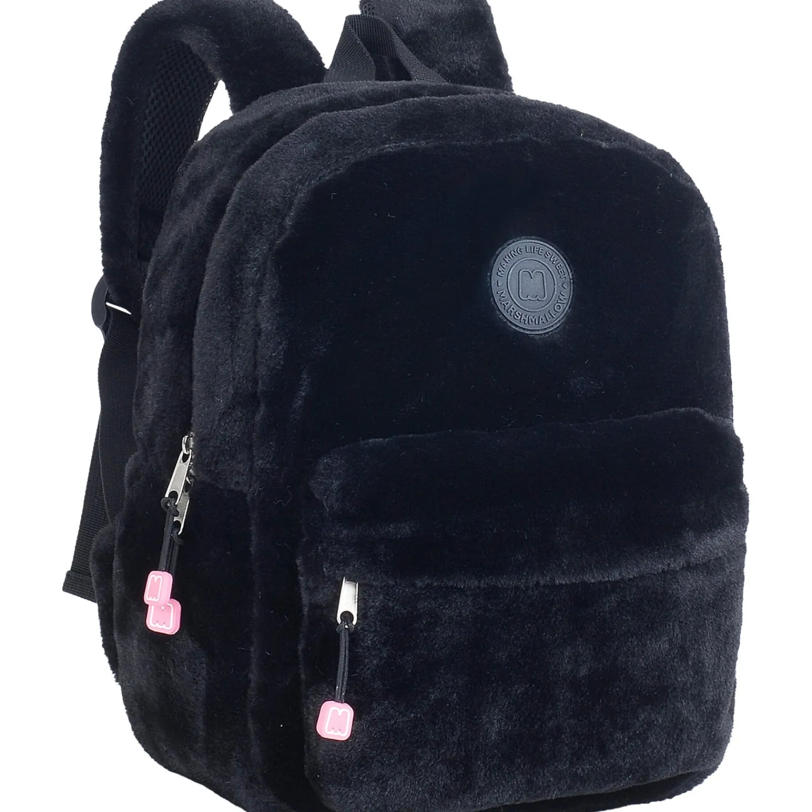 Marshmallow Mochila Pequena Preta Furry