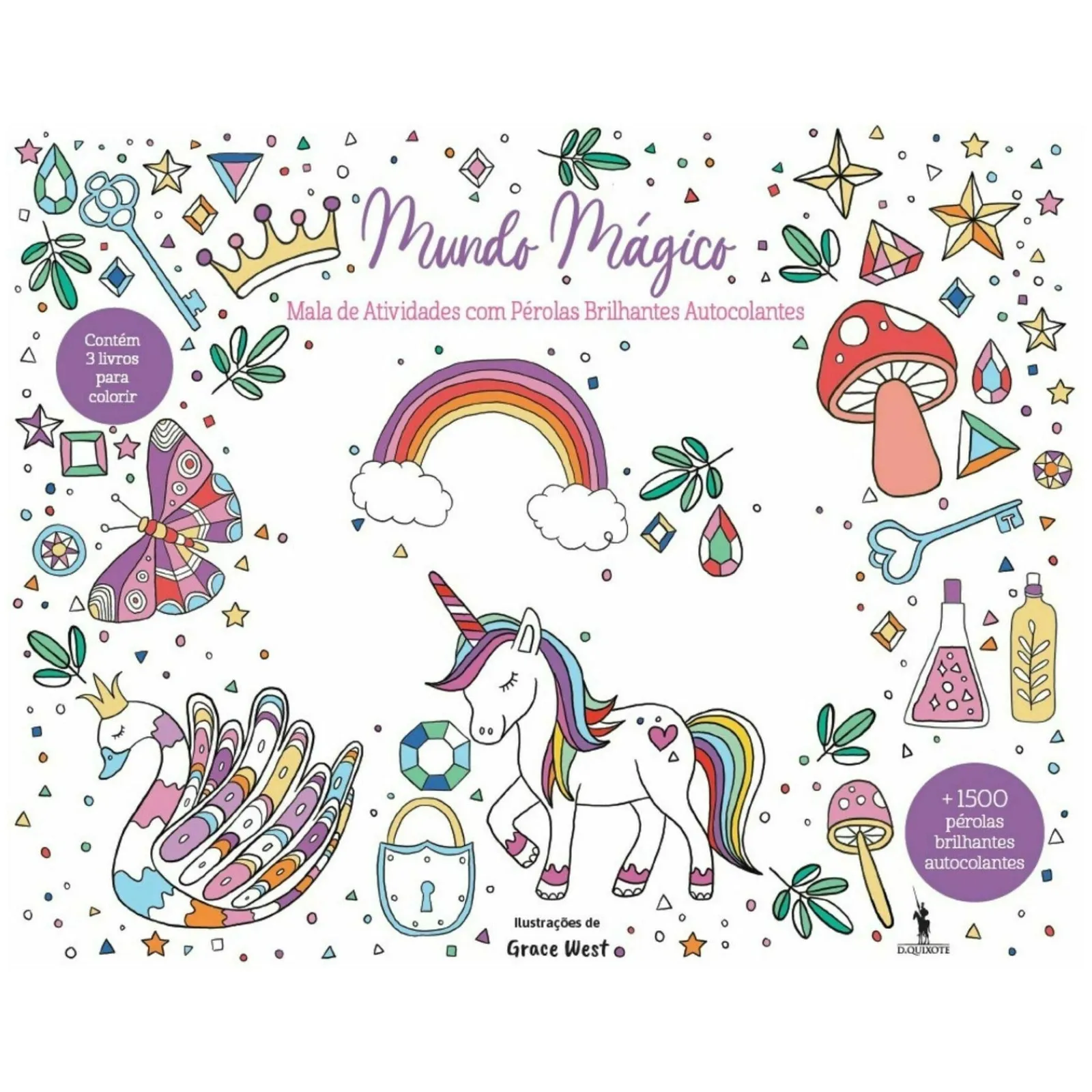 Dom Quixote Mundo Mágico - Mala de Atividades com Pérolas Brilhantes Autocolantes de Lake Press