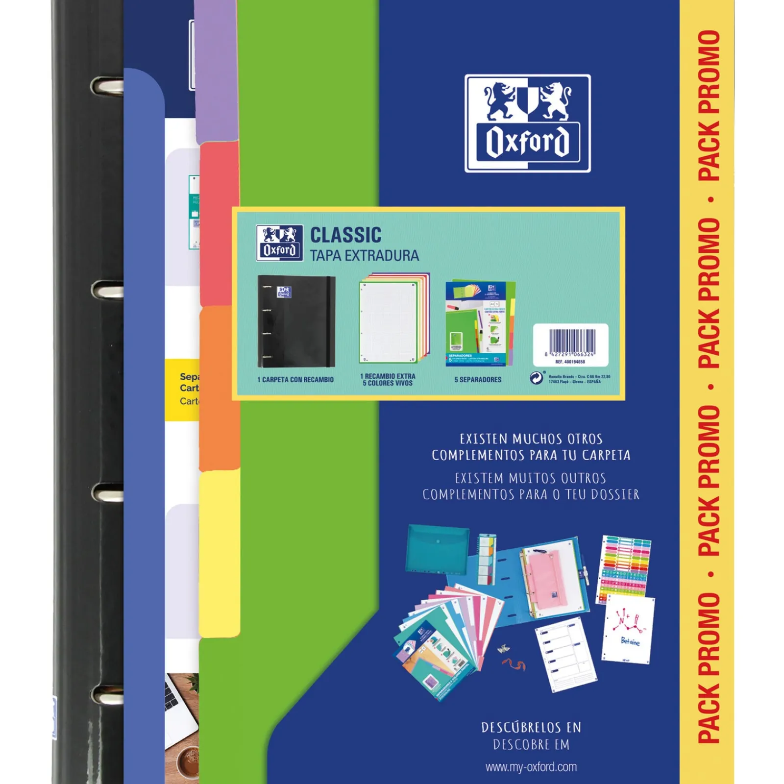 Hot Oxford Pasta Arquivo A4+ Capa cartão 2Recargas + 5 Separadores School