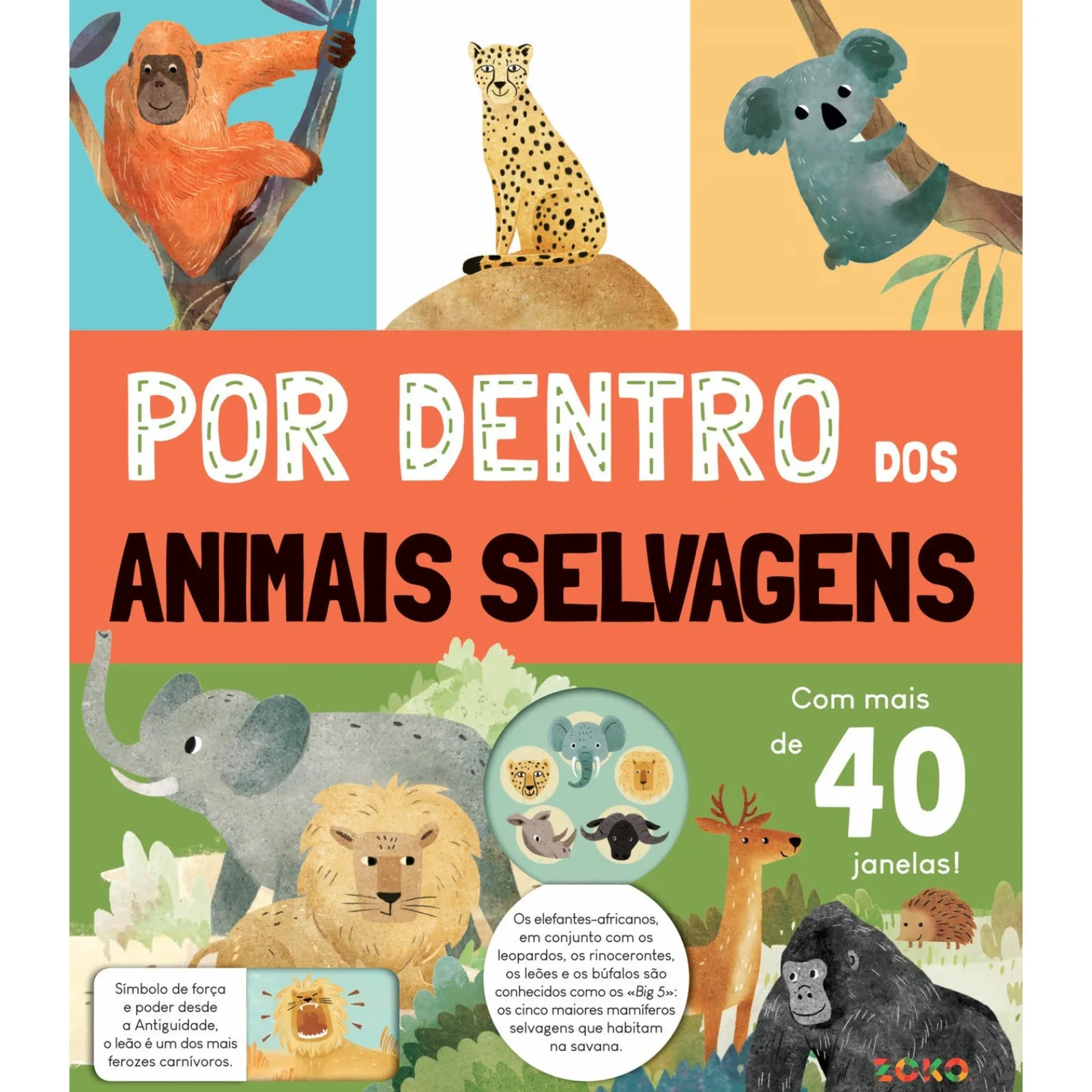 Clearance Zoko Por Dentro dos Animais Selvagens: Livro com Janelas de Zero a Oito