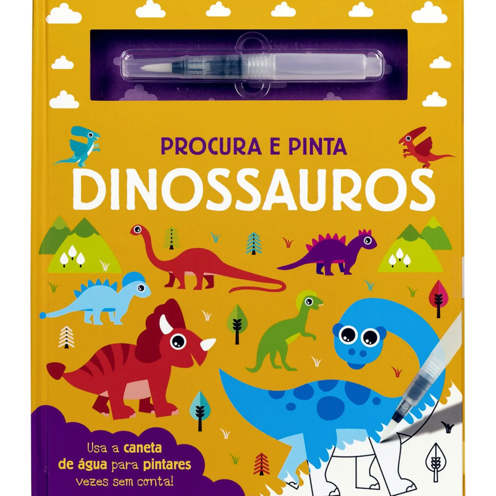 Porto Editora Procura e Pinta Dinossauros - Livro com Caneta de Água