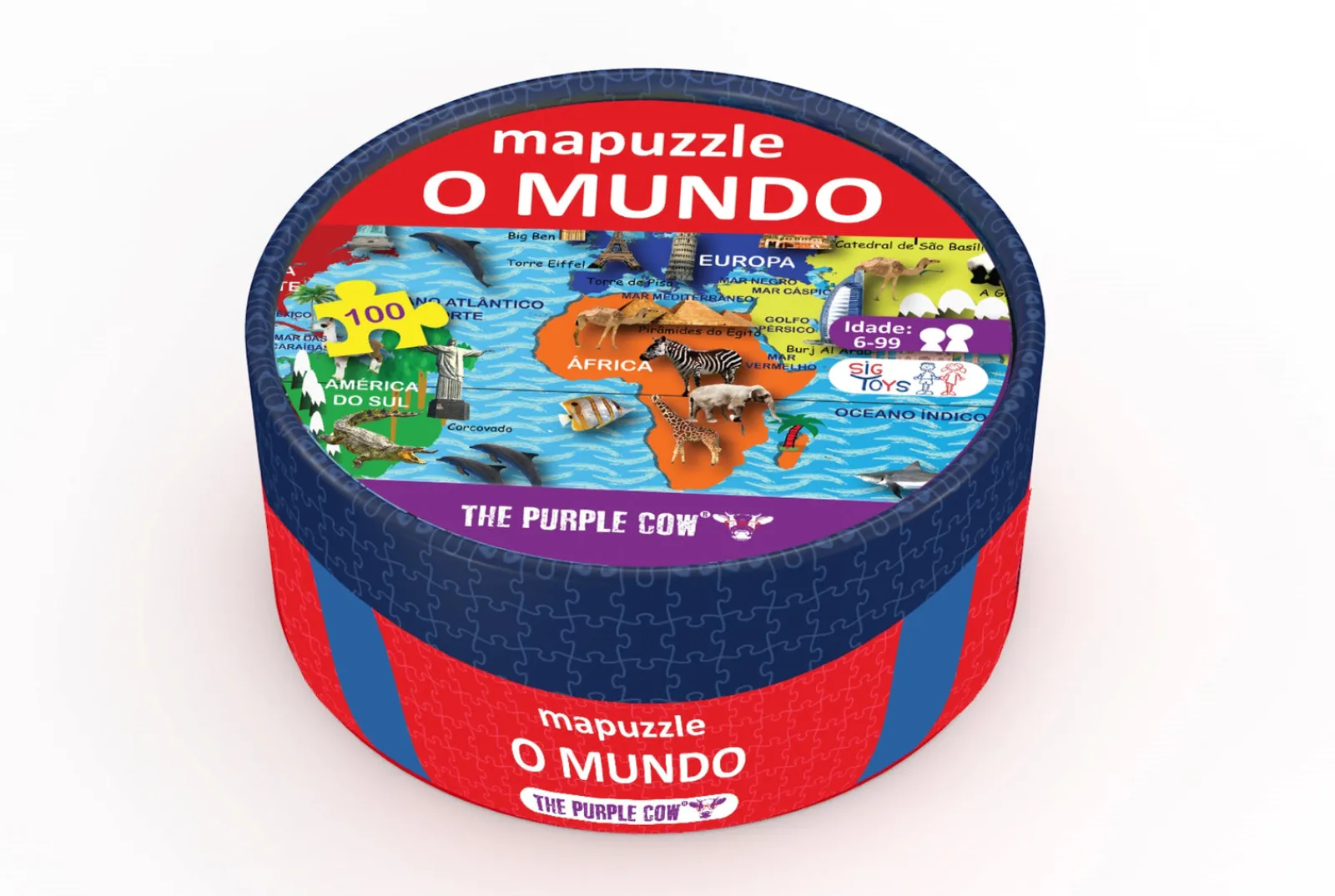 The Purple Cow Puzzle 100 Peças - Mapa Mundo