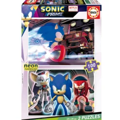 Outlet Educa Puzzle 2X100 Peças Sonic Prime Neon