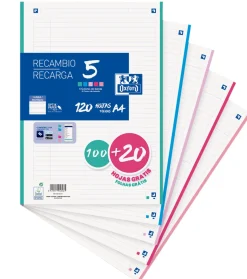 Oxford Recarga A4 120 Folhas Pautado 5 Cores Pastel