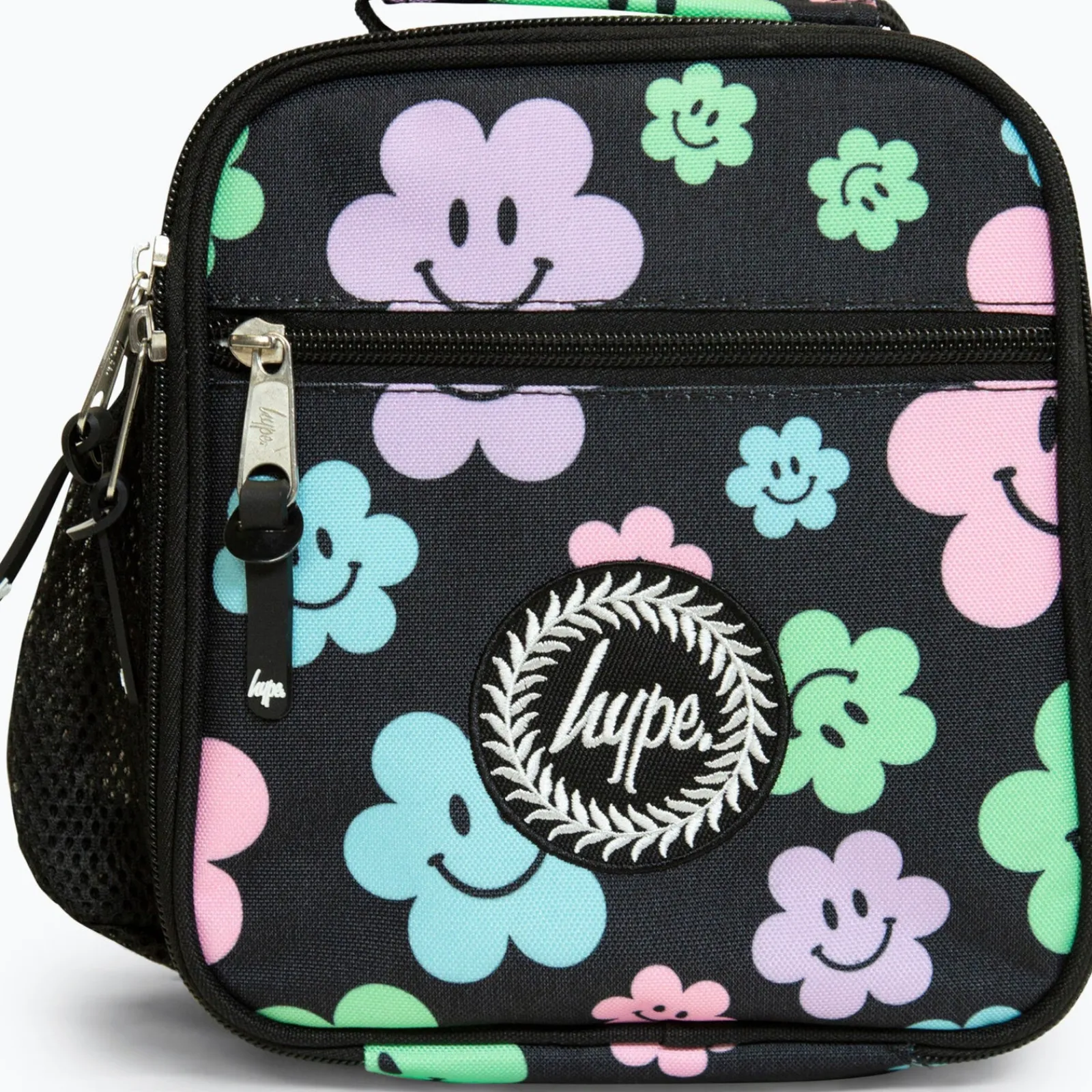 New Hype Saco Lanche Happy Flowers Preto