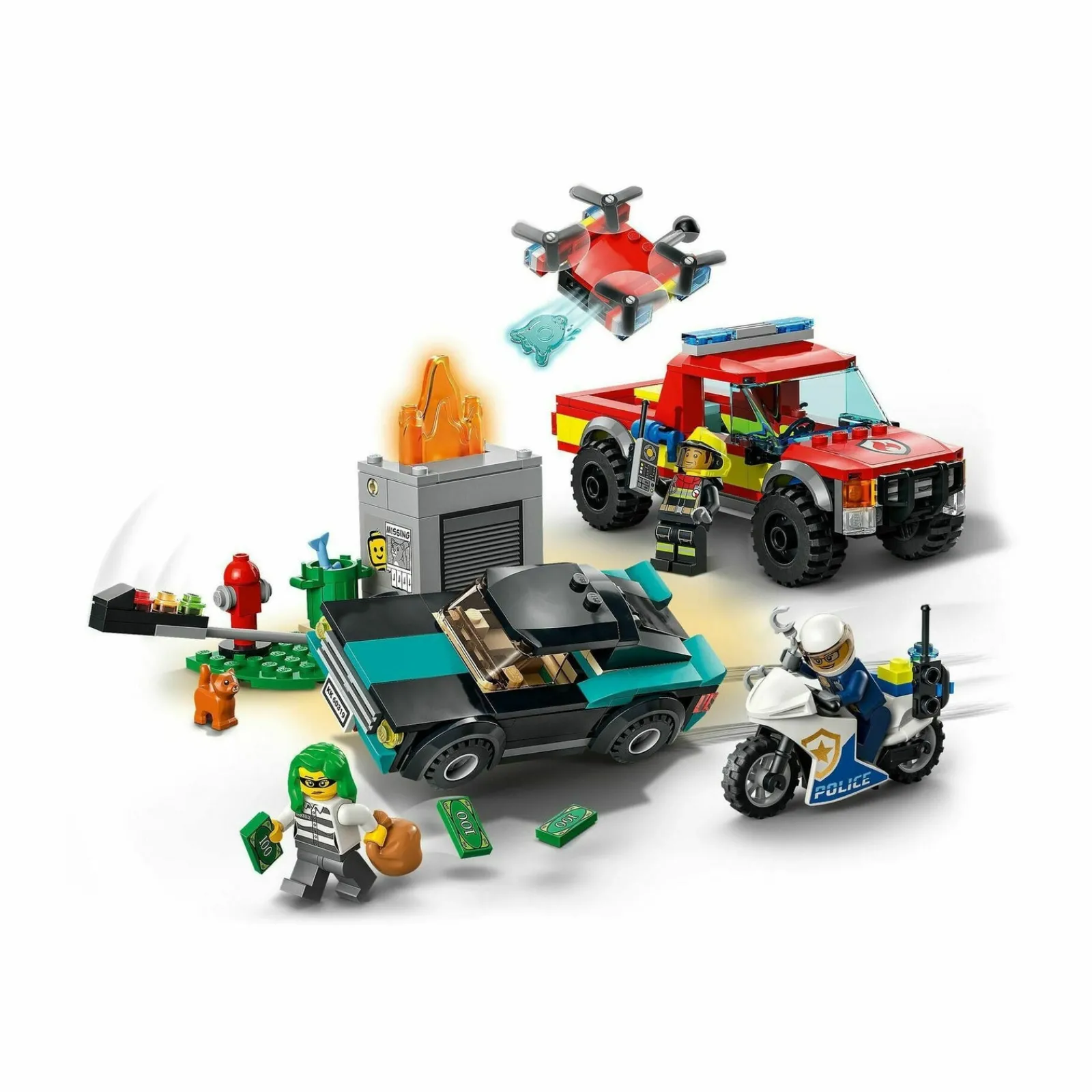 Lego-City Salvamento Dos Bombeiros E Perseguição Policial