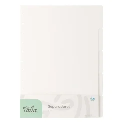 Talia Separadores A4 para Caderno Smart com 5 Divisórias Branco
