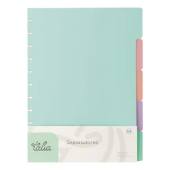 Online Talia Separadores A4 para Caderno Smart com 5 Divisórias Pastel