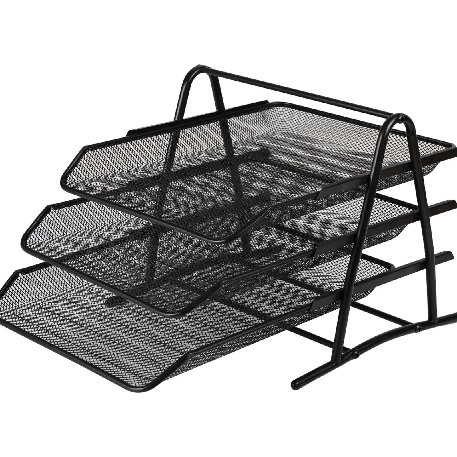 Note! Tabuleiro Metal com Suporte 3 Divisórias Preto