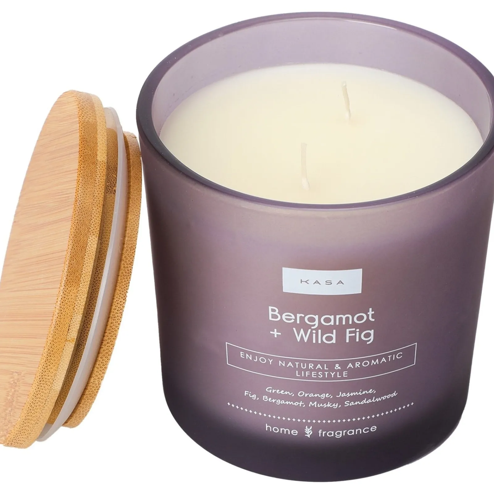 Kasa Vela Copo Lilás Tampa Madeira 2 Pavios